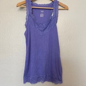 Mossimo Lace Trim Tank Top Womens Size Large Y2K Style Whimsigoth Purple Fairy